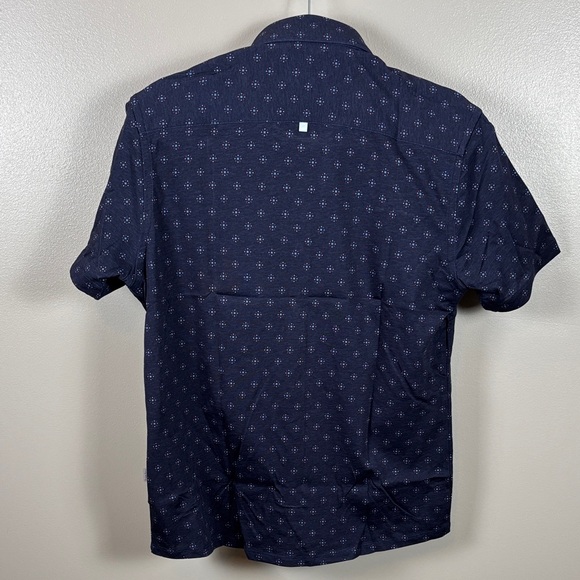 Stone Rose Men's Dark Blue Patterned Short Sleeve Button Down Shirt - Picture 8 of 10